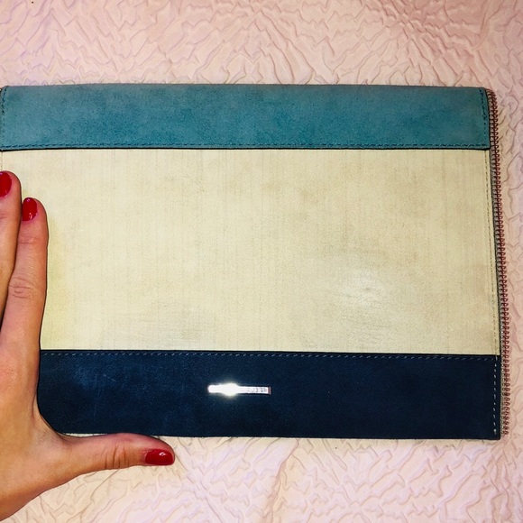 REBECCA MINKOFF BLUE SUEDE CLUTCH - Picture 6 of 7